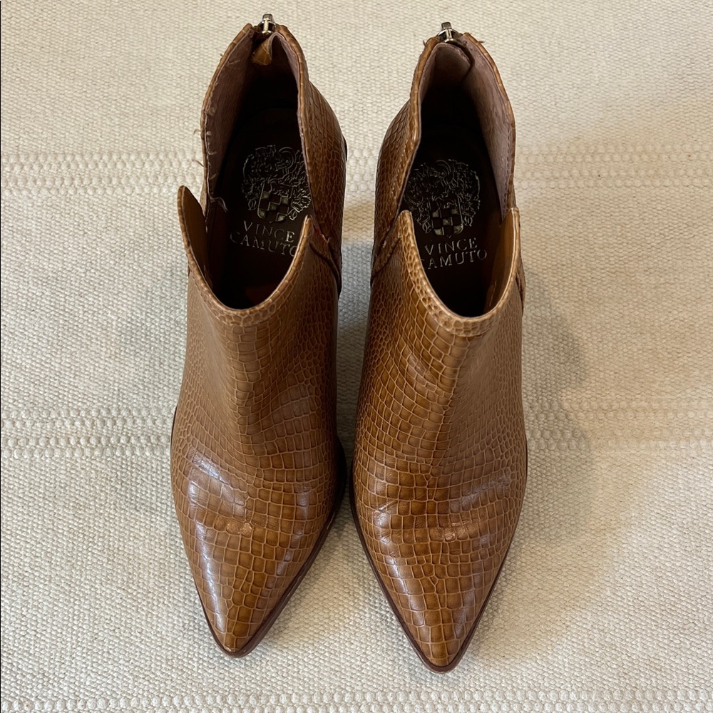 Vince Camuto Tan Croc Pentila bootie